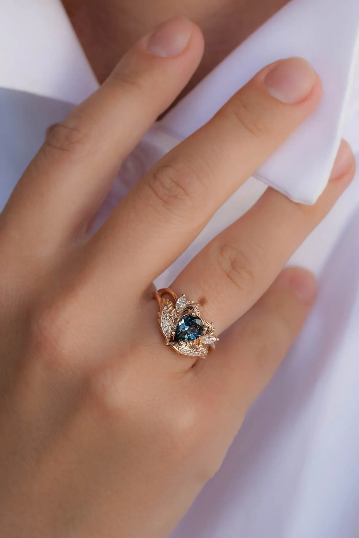 London blue topaz engagement ring in rose gold  / Adonis