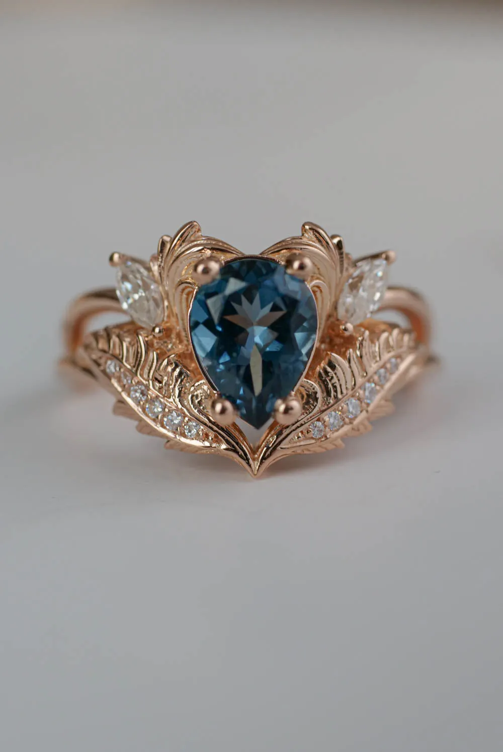 London blue topaz engagement ring in rose gold  / Adonis