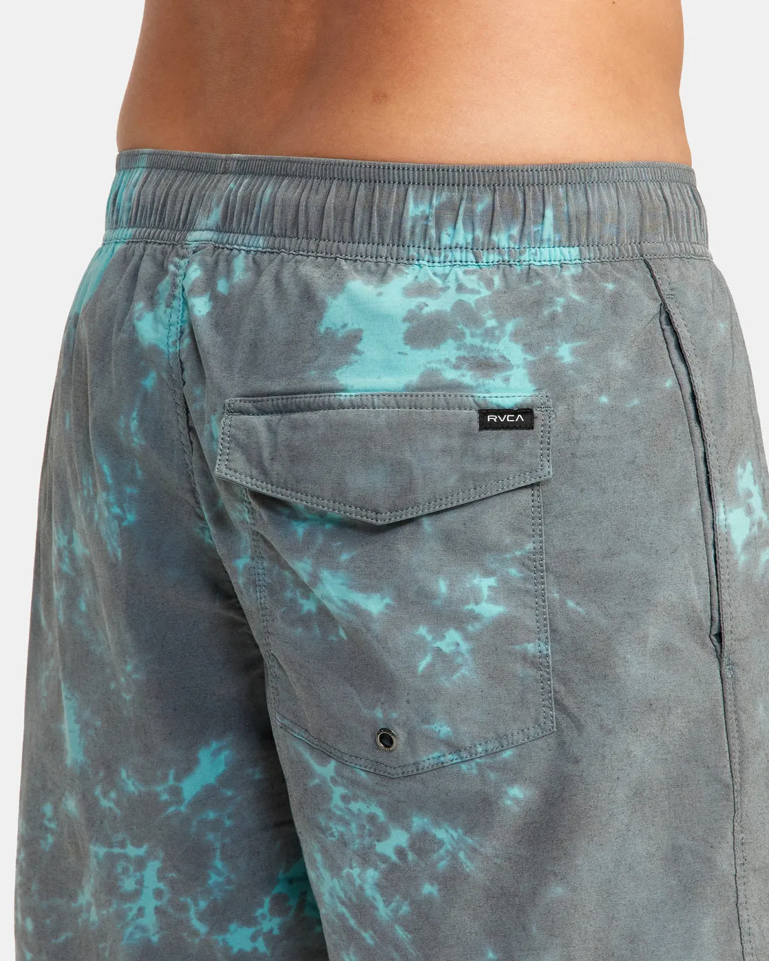 Manic Elastic Waist 17 Boardshorts - Black Green Tie Dye