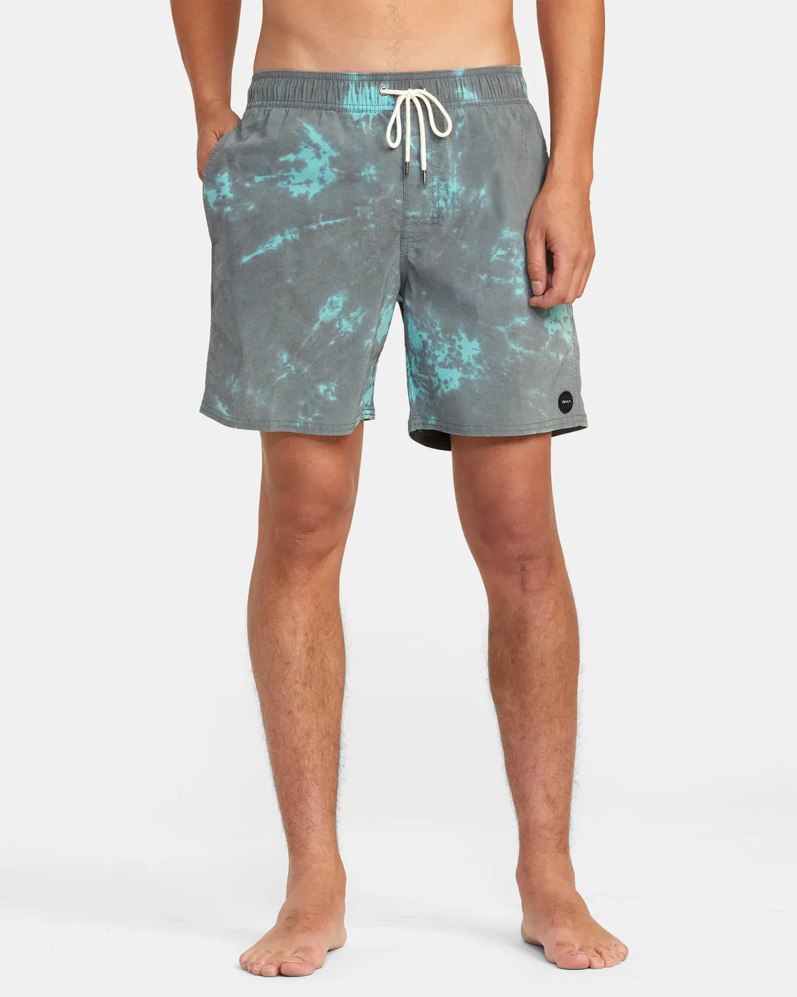 Manic Elastic Waist 17 Boardshorts - Black Green Tie Dye