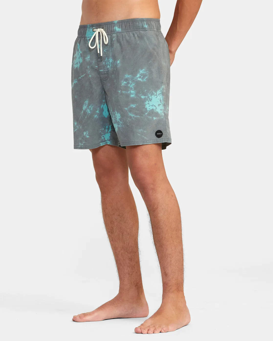 Manic Elastic Waist 17 Boardshorts - Black Green Tie Dye