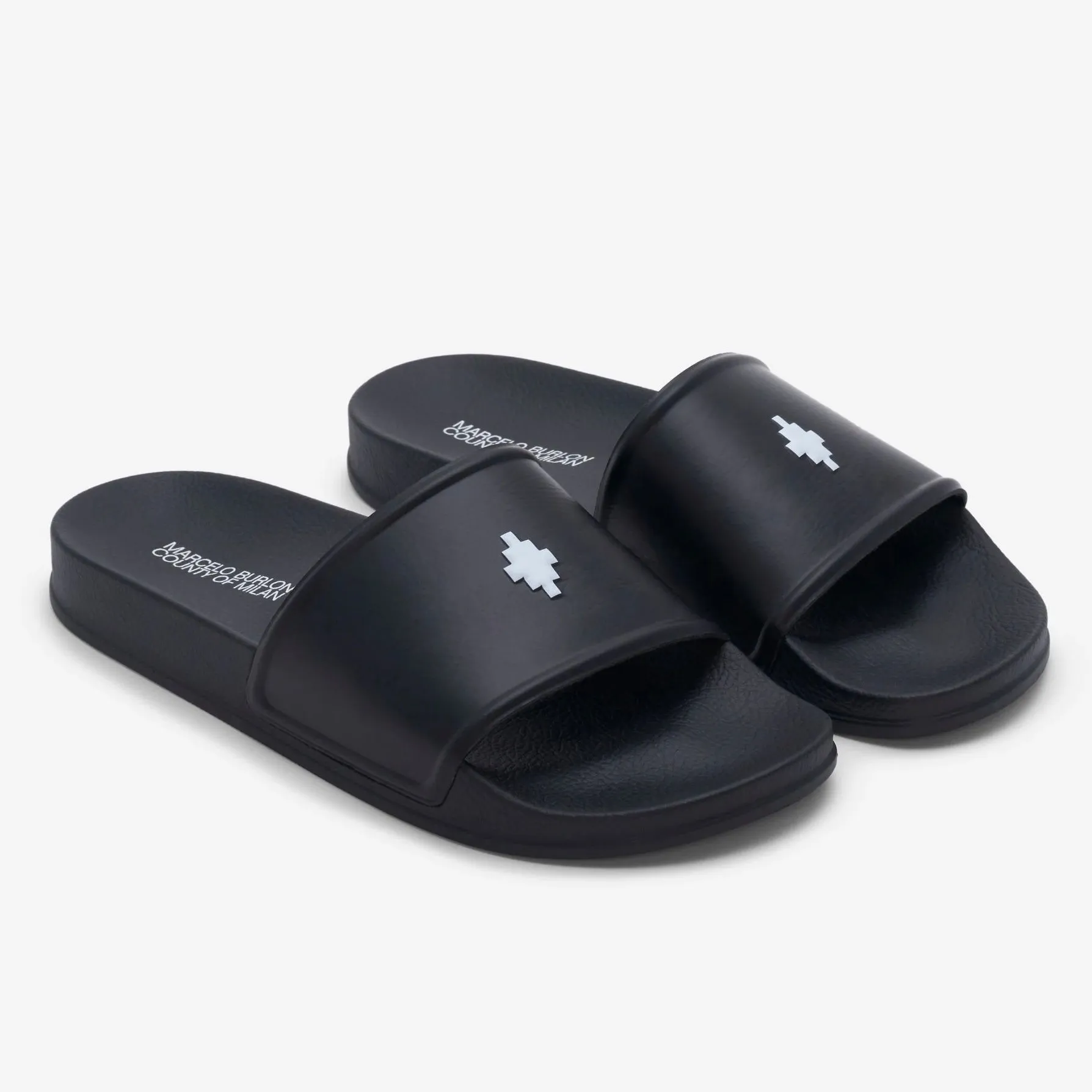 MARCELO BURLON Cross Logo Slides Black