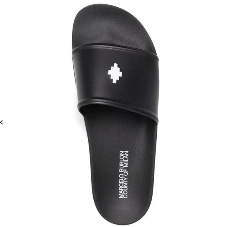 MARCELO BURLON Cross Logo Slides Black