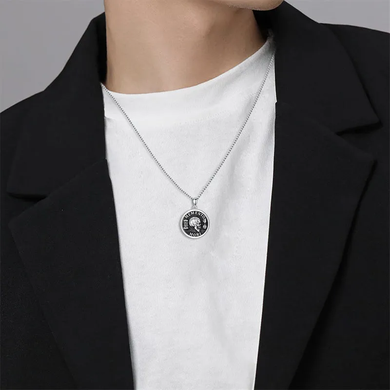 Memento Morit Necklace 925 Sterling Jewerly Death  Necklace for Men