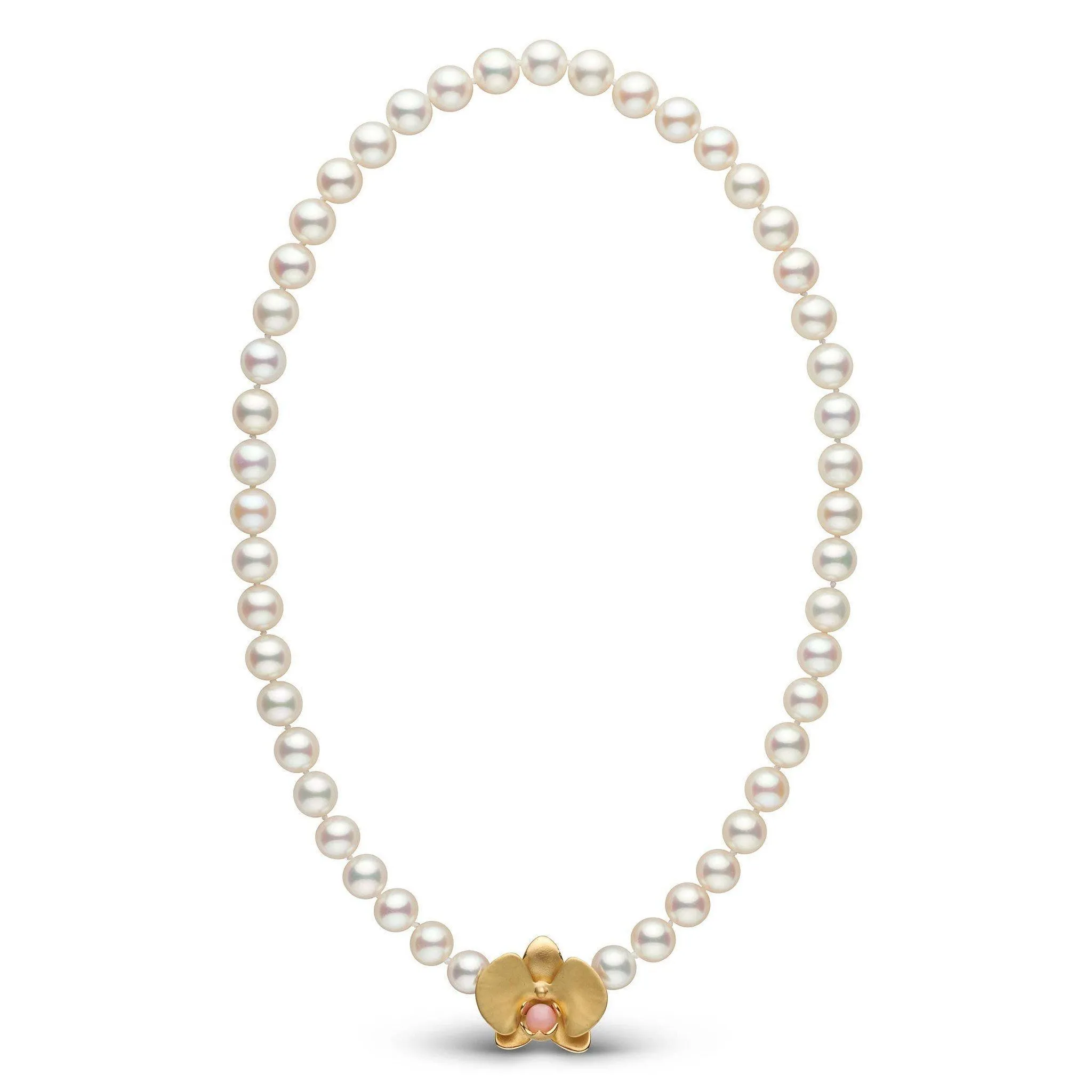 Monili Collection Phalaenopsis Orchid Clasp with Conch Pearl on 8.5-9 mm Freshadama Necklace