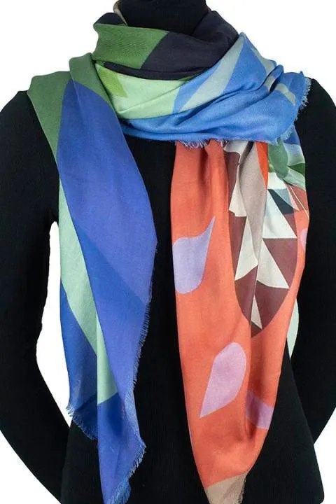 Oversized Square Italian Cashmere Blend Scarf - Kites, Toronto