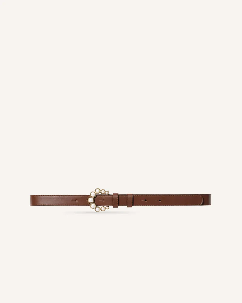 Pearl Brown Slim Belt