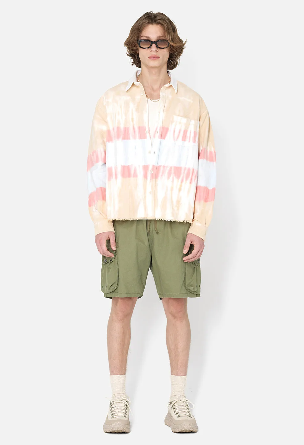 Rugby Hemi Oversized Shirt / Taupe X Blue