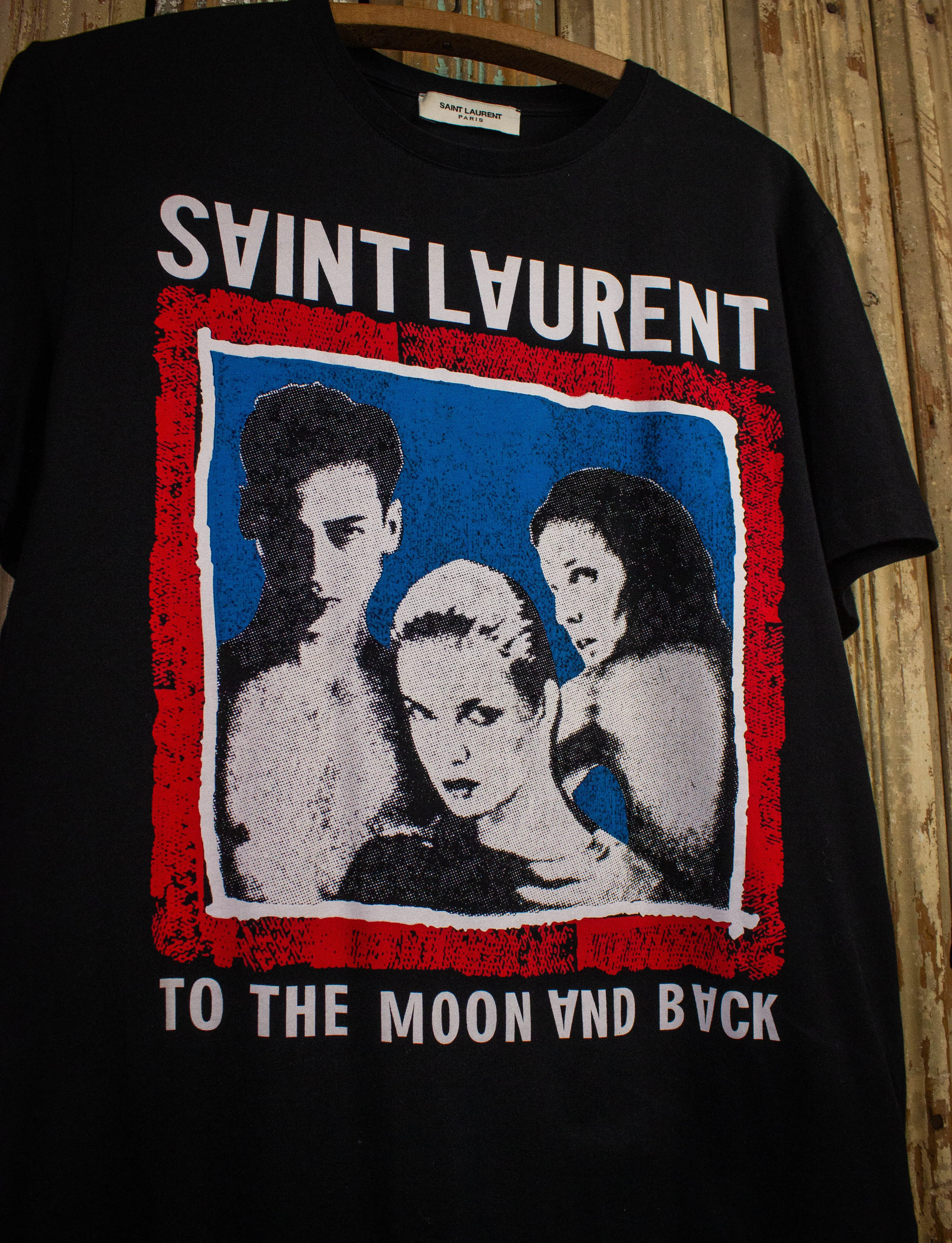 Saint Laurent To The Moon and Back Graphic T Shirt Black Medium