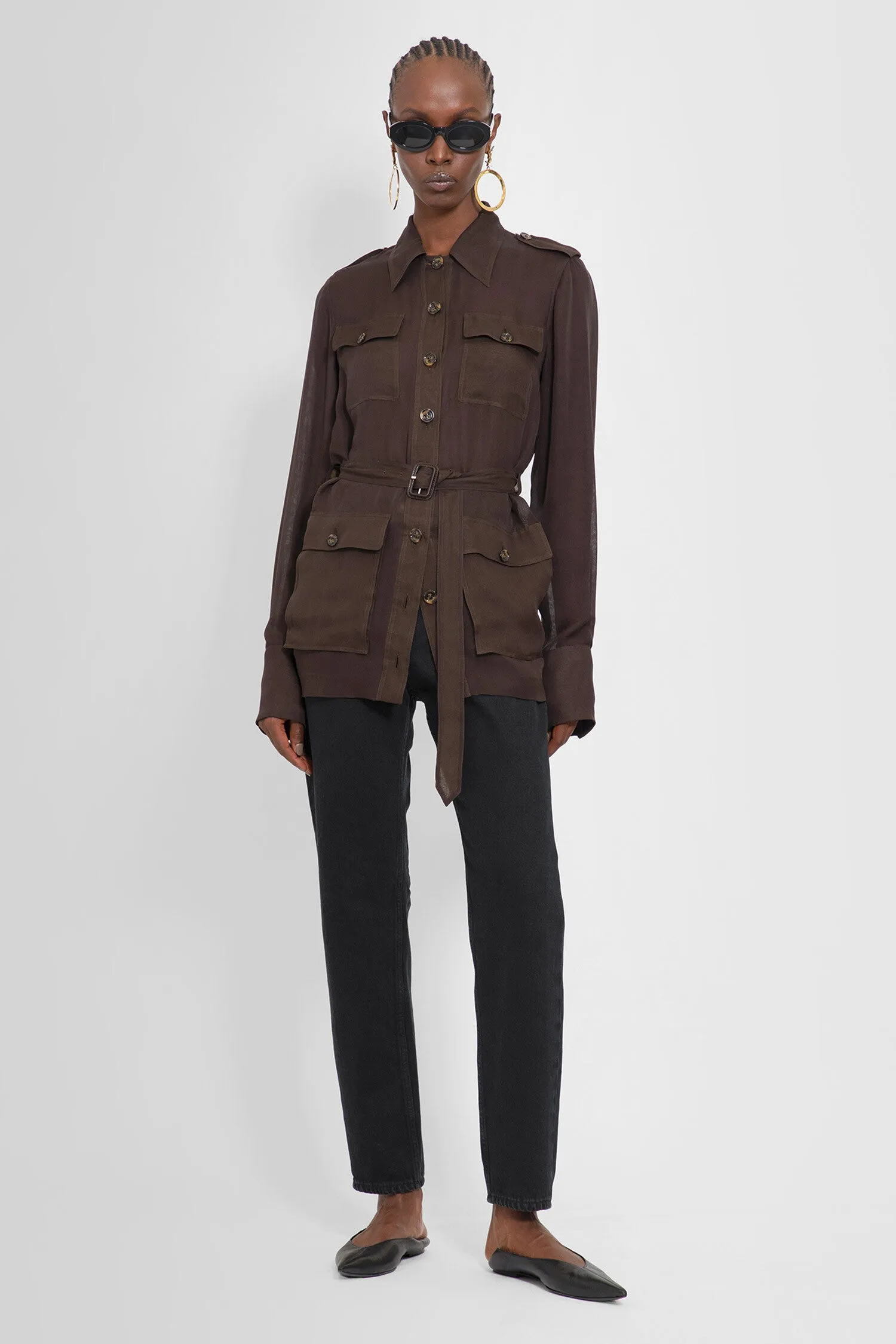 SAINT LAURENT WOMAN BROWN SHIRTS