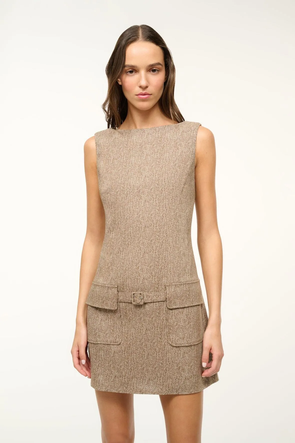 SHEILA DRESS | MOCHA HERRINGBONE