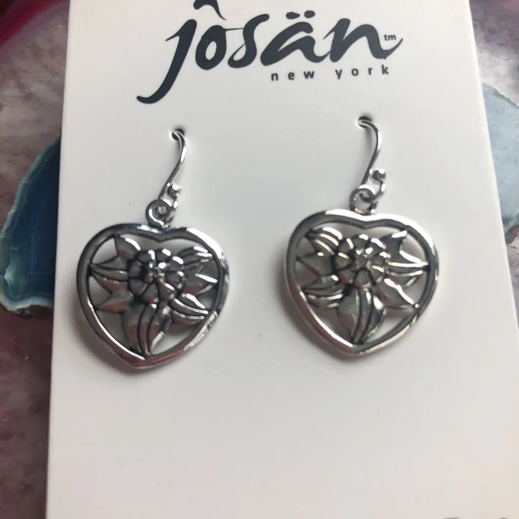 SS Flower in Heart Earrings