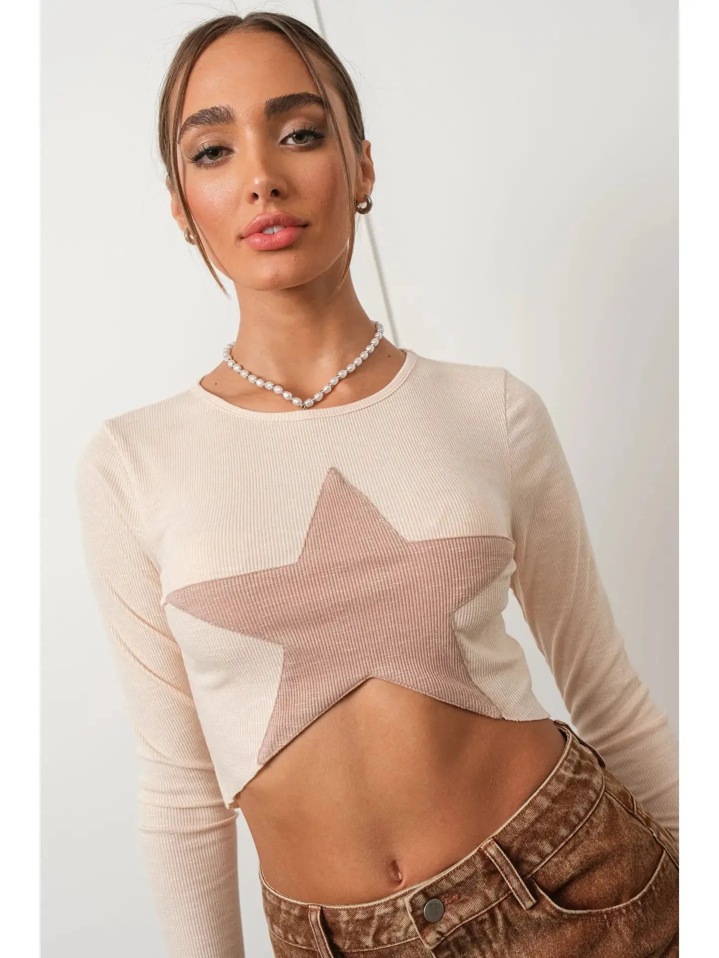 Star Ribbed Knit Top