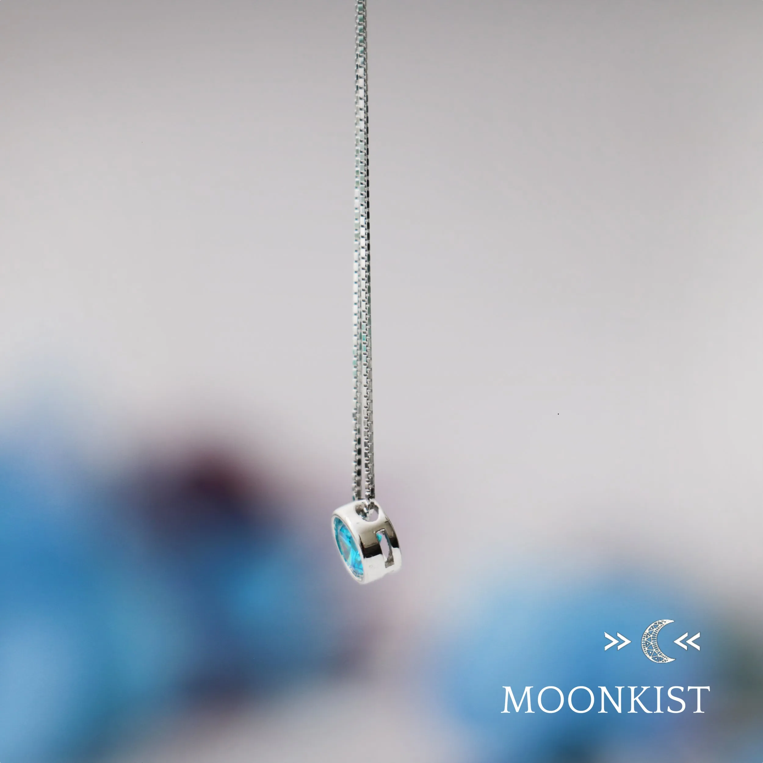 Sterling Silver Blue Topaz CZ Floating Pendant | Moonkist Designs