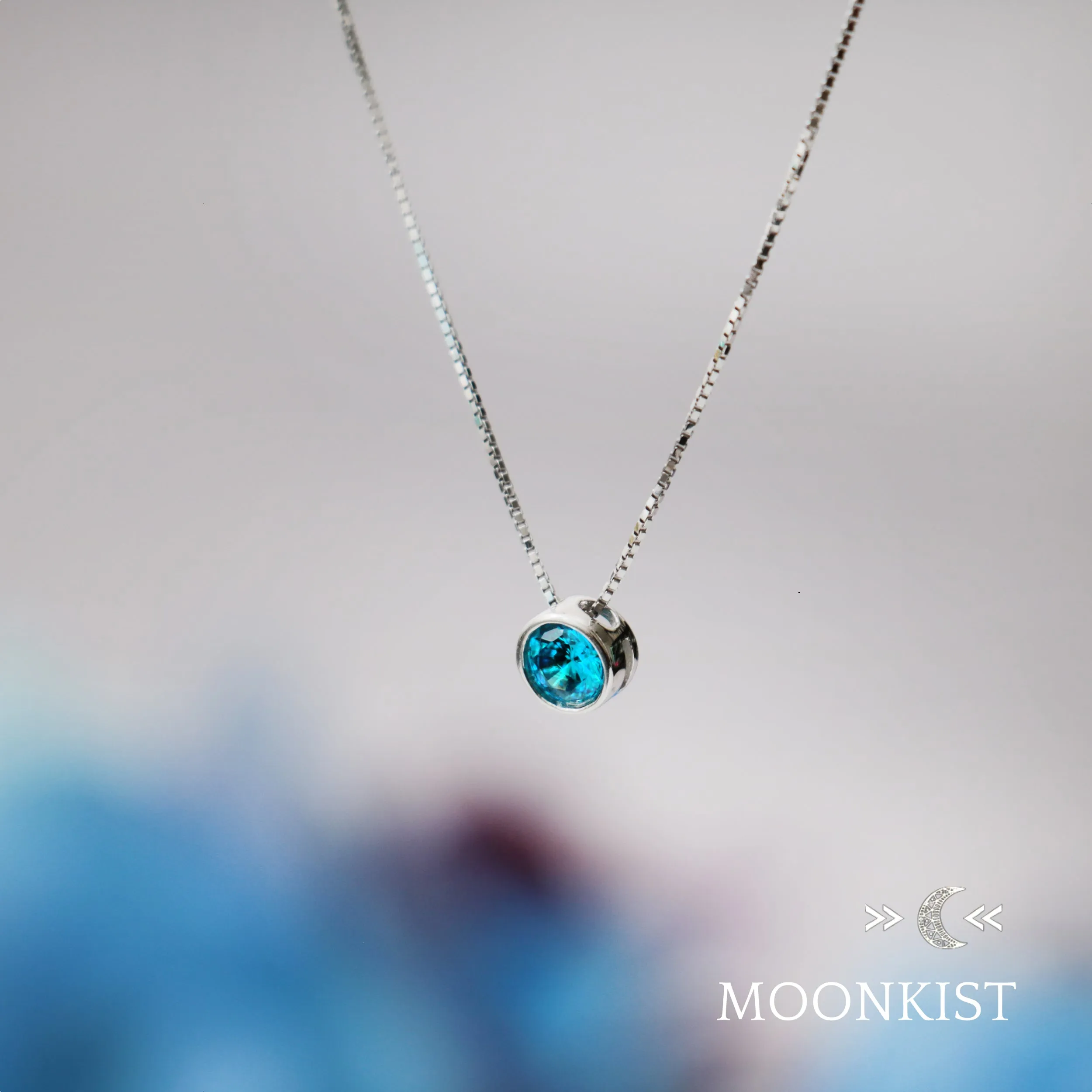 Sterling Silver Blue Topaz CZ Floating Pendant | Moonkist Designs