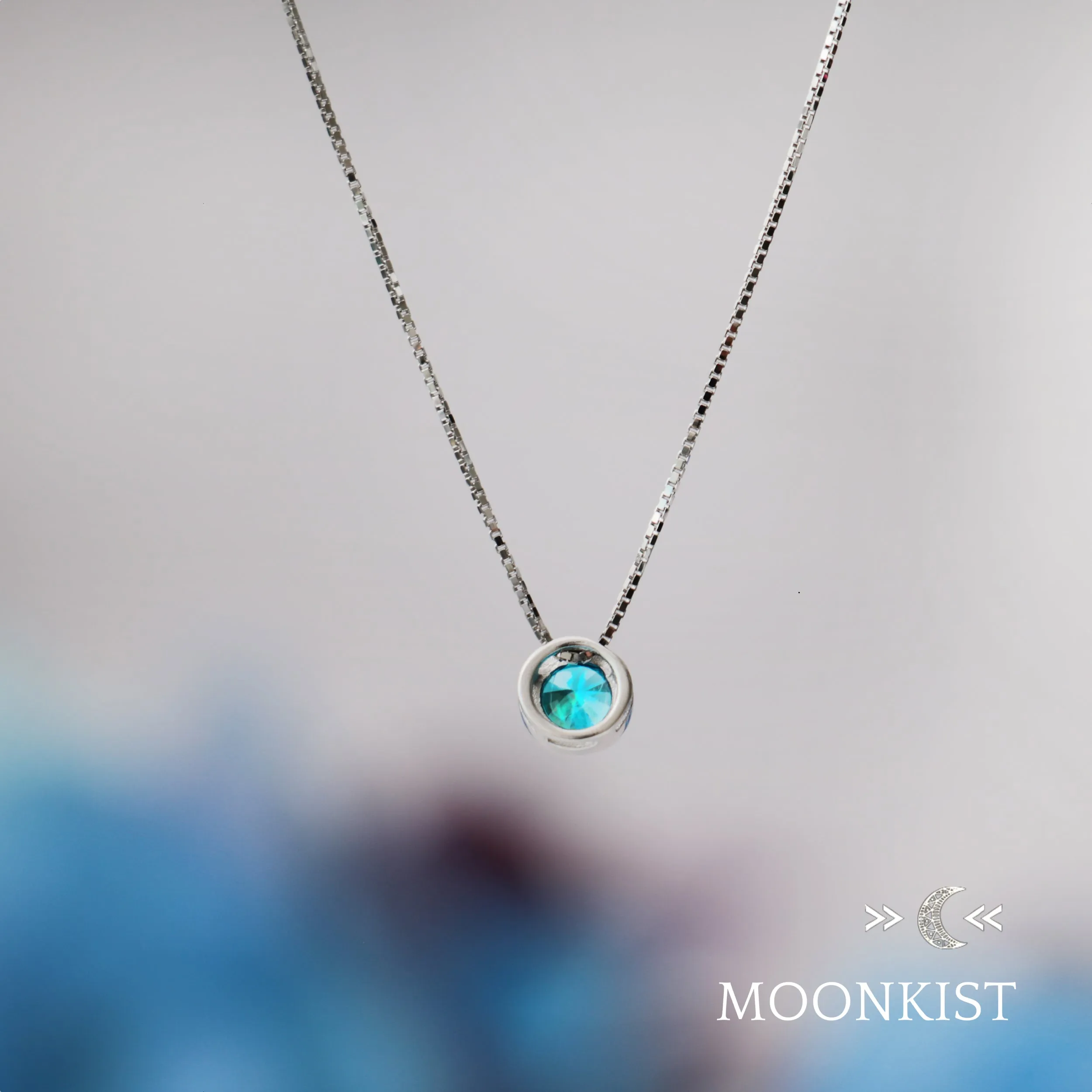 Sterling Silver Blue Topaz CZ Floating Pendant | Moonkist Designs