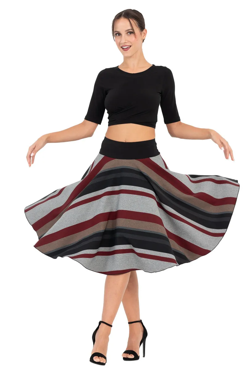 Striped Full Swing Flowing Skirt