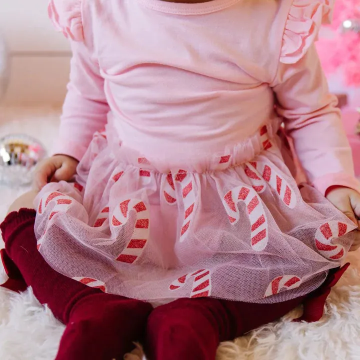 Sweet Wink - Candy Cane Christmas Long sleeve Tutu Bodysuit