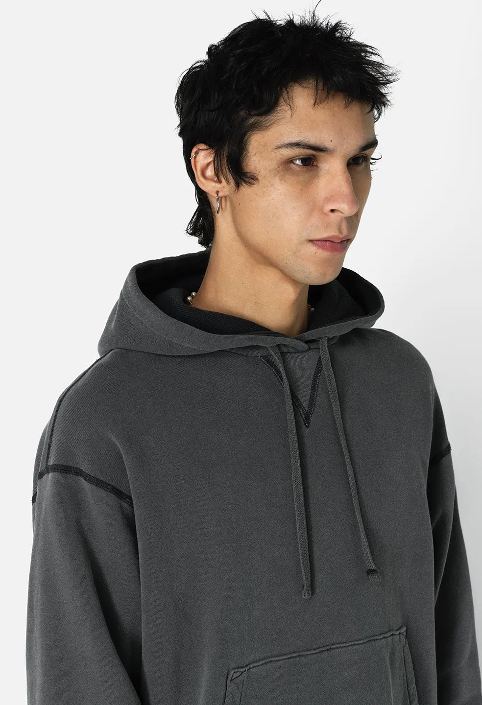 Thermal Lined Hoodie / Washed Black