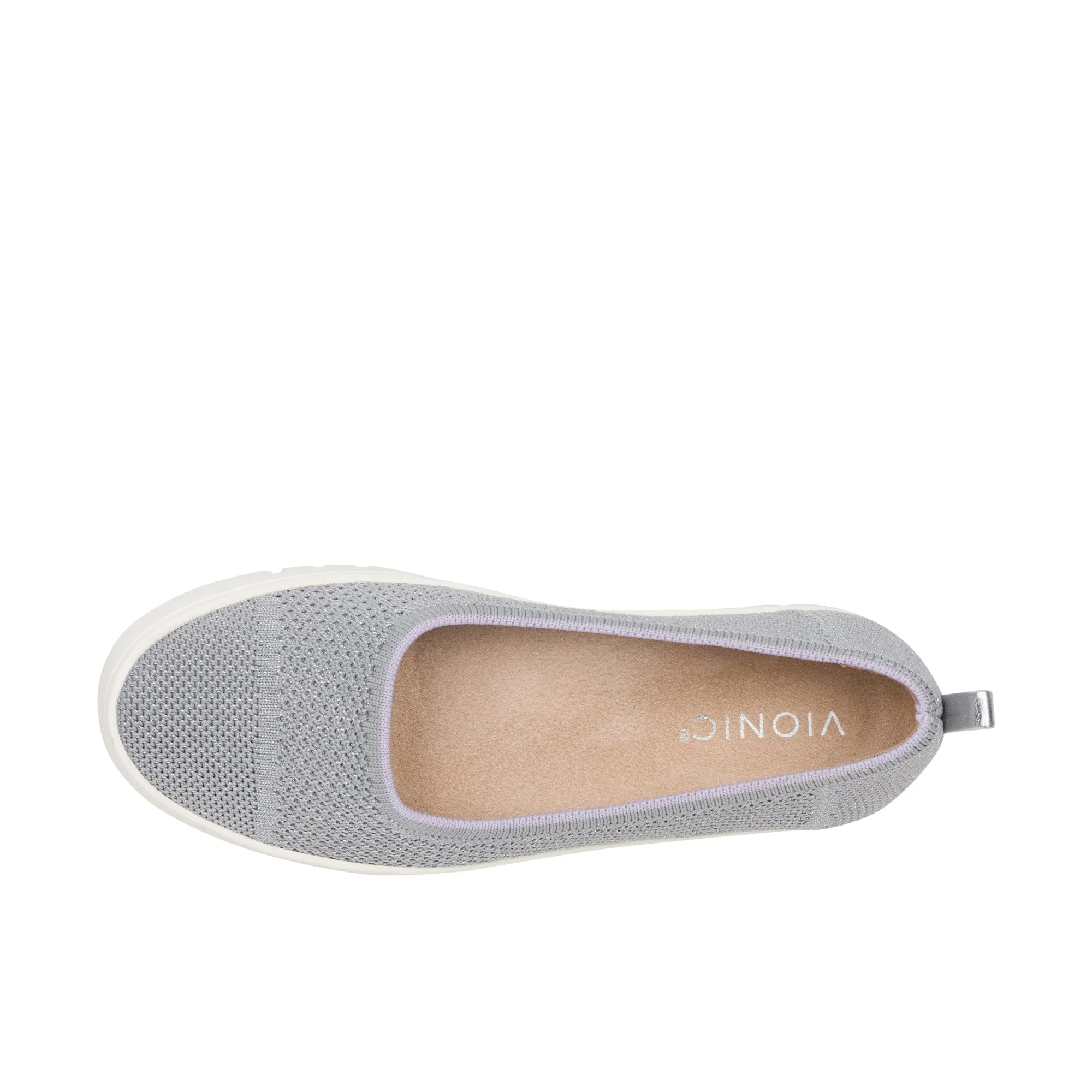 Vionic Womens Uptown Knit Skimmer Flat Light Grey