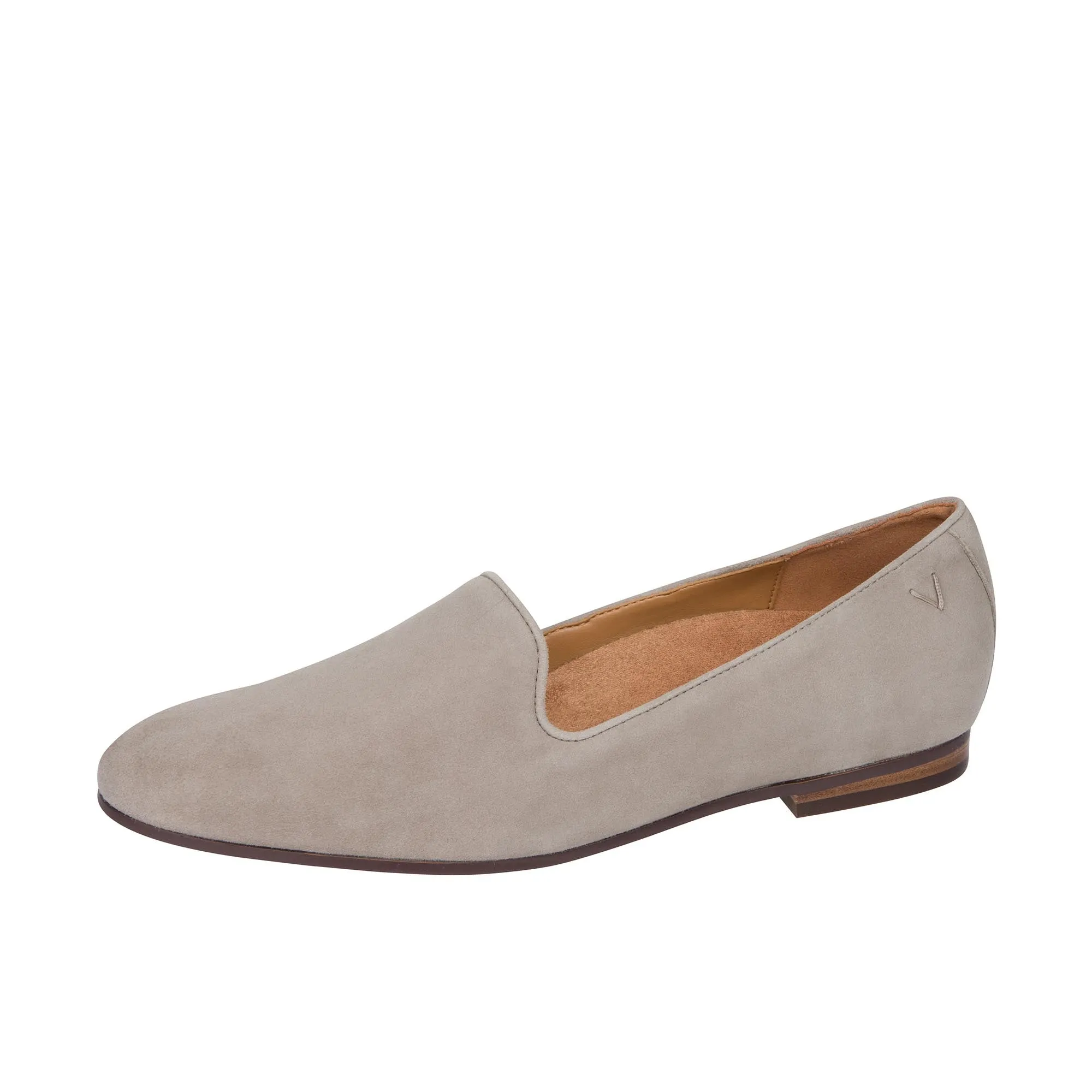 Vionic Womens Willa Slip On Flat Dark Taupe Suede