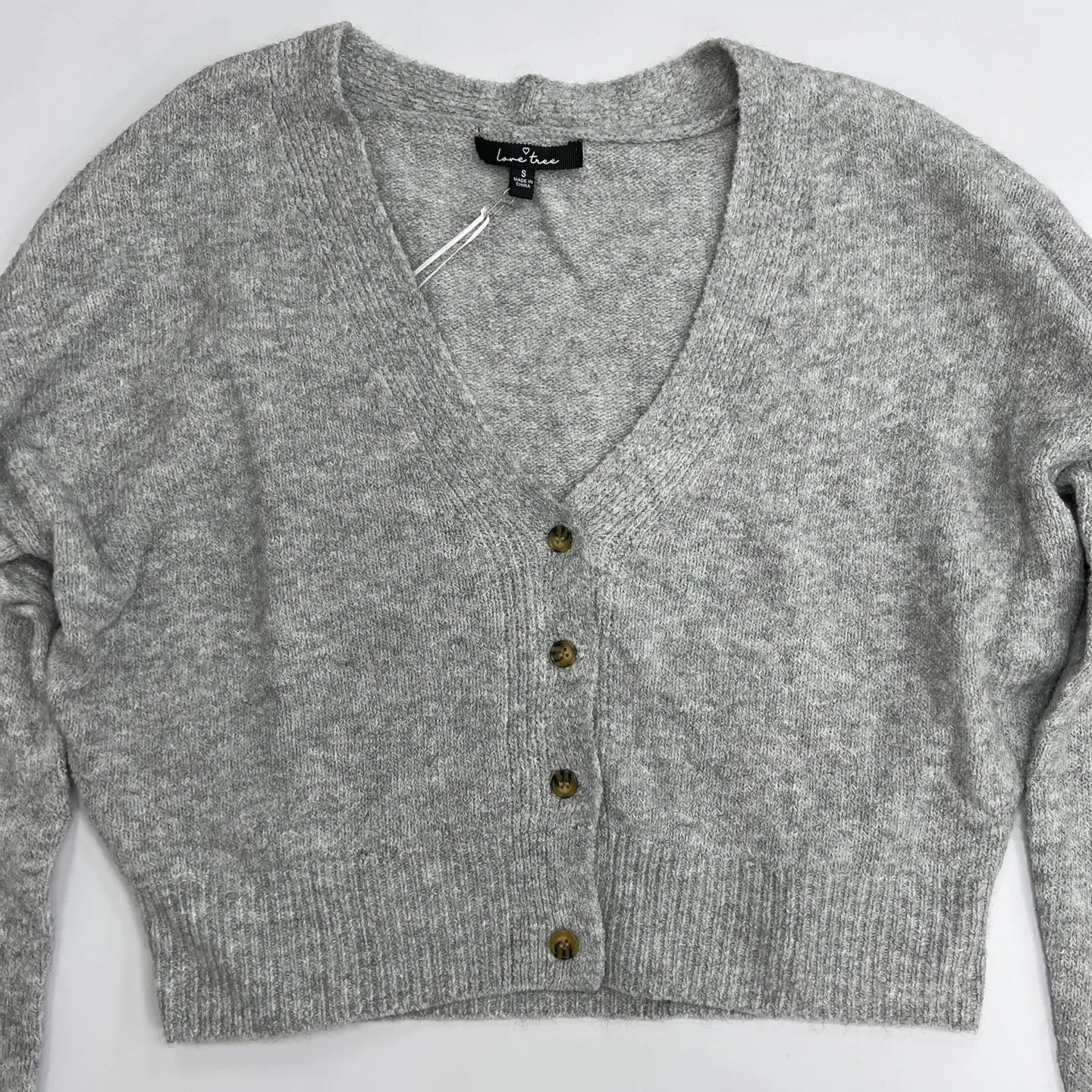 Women's Button Down Napped Yarn Crop Cardigan