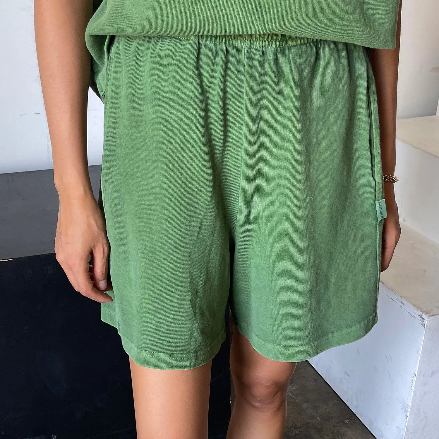 Womens Cotton Flared Basketball Shorts - Basil