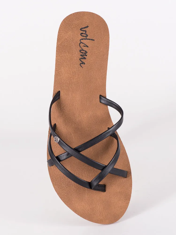 WOMENS NEW SCHOOL BLACK SANDALS