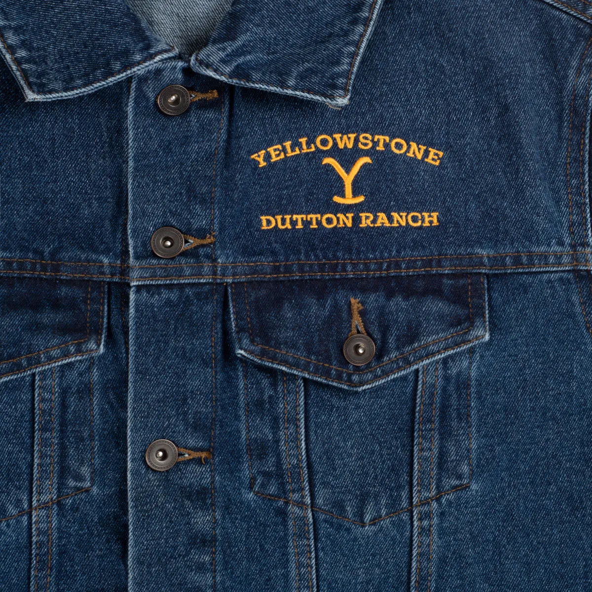 Yellowstone Dutton Ranch Logo Embroidered Denim Jacket