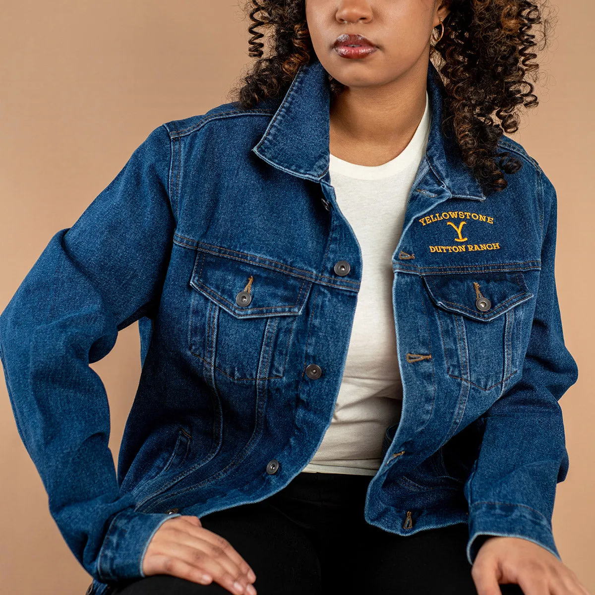 Yellowstone Dutton Ranch Logo Embroidered Denim Jacket